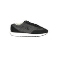 Calvin klein sneaker femme noire en polyester avec empeigne matelassée, accents en daim et semelle en caoutchouc blanc
