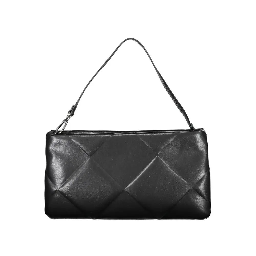 Sac femme calvin klein noir en polyester avec pochette matelassée en cuir et bandoulière simple