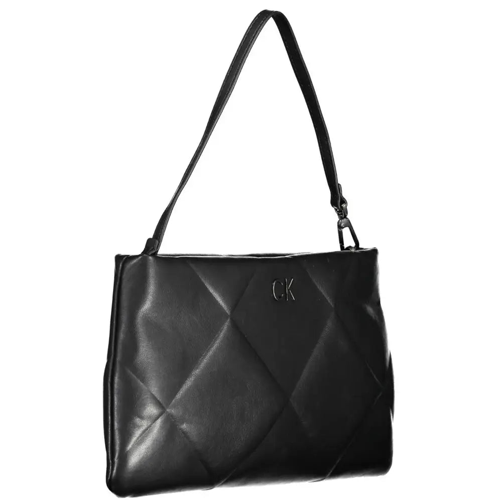 Sac pour femme calvin klein noir en polyester avec design structuré et logo ck subtil sur le devant
