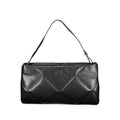 Sac femme calvin klein noir en cuir matelassé avec logo ck argent et bandoulière fine