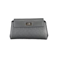 Sac à bandoulière femme calvin klein noir en polyester avec pochette grise texturée monogramme et fermoir métallique