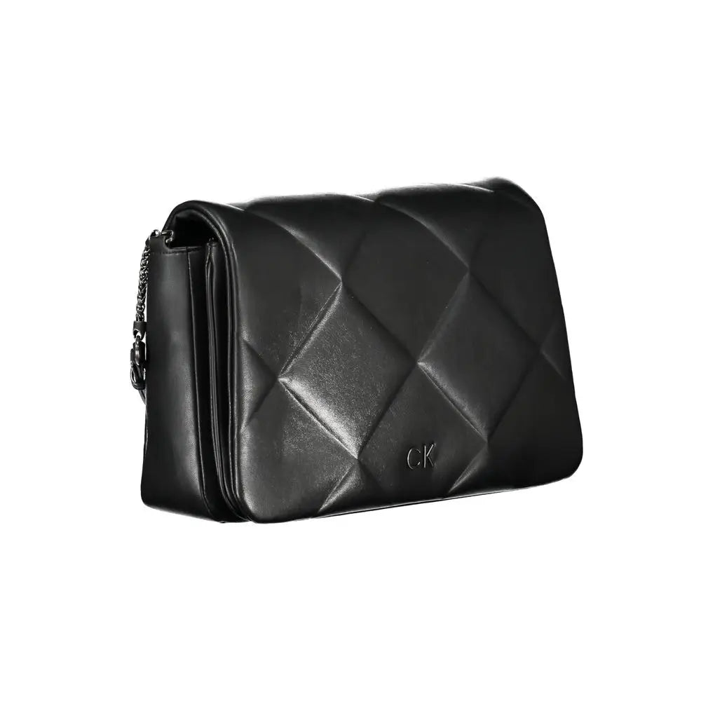 Calvin klein sac bandoulière femme noir en cuir matelassé avec chaine et logo ck
