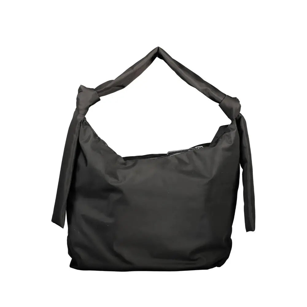 Calvin klein sac à épaule noir en polyester avec poignée nouée distinctive en nylon style hobo pour femme