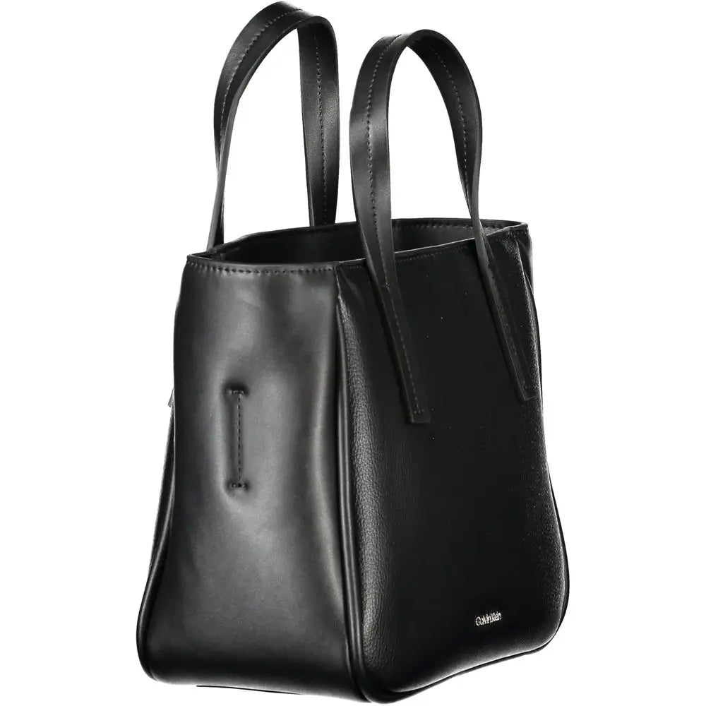 Sac cabas noir en polyéthylène calvin klein pour femme avec poignées doubles en cuir et design minimaliste