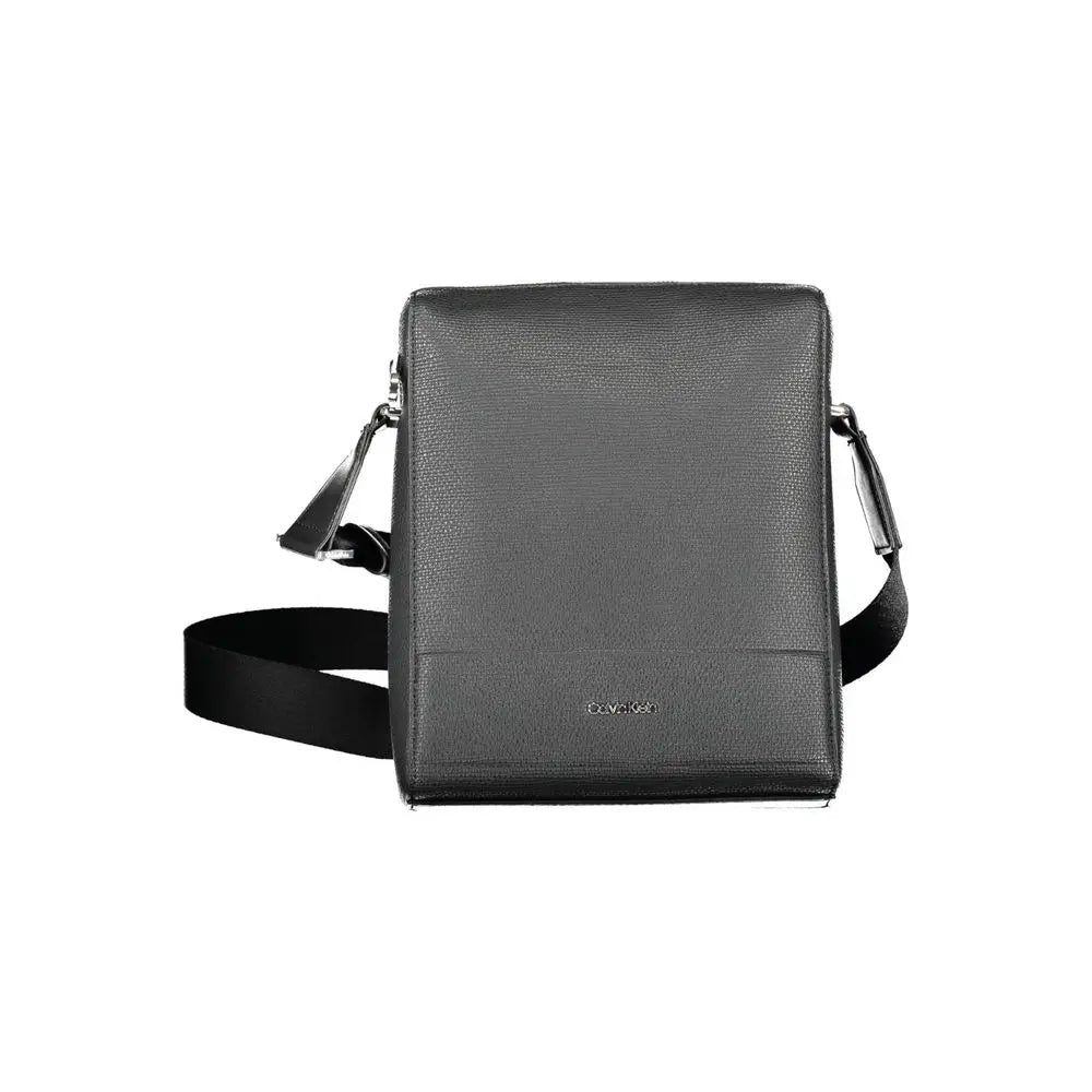 Calvin klein sac bandoulière homme noir en cuir texturé avec quincaillerie argentée et design minimaliste