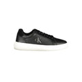 Calvin klein sneaker homme noir en polyuréthane avec logo ck argent et semelle blanche en caoutchouc