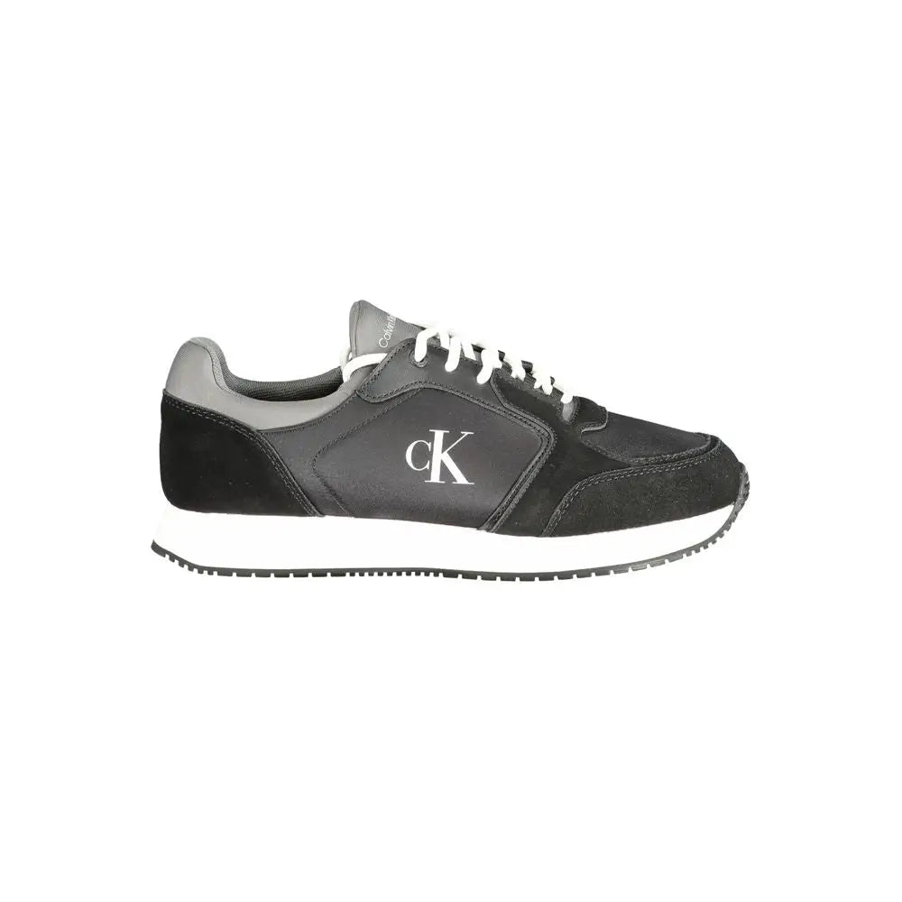 Sneaker calvin klein homme noir en polyuréthane avec lacets blancs et semelle blanche contrastante