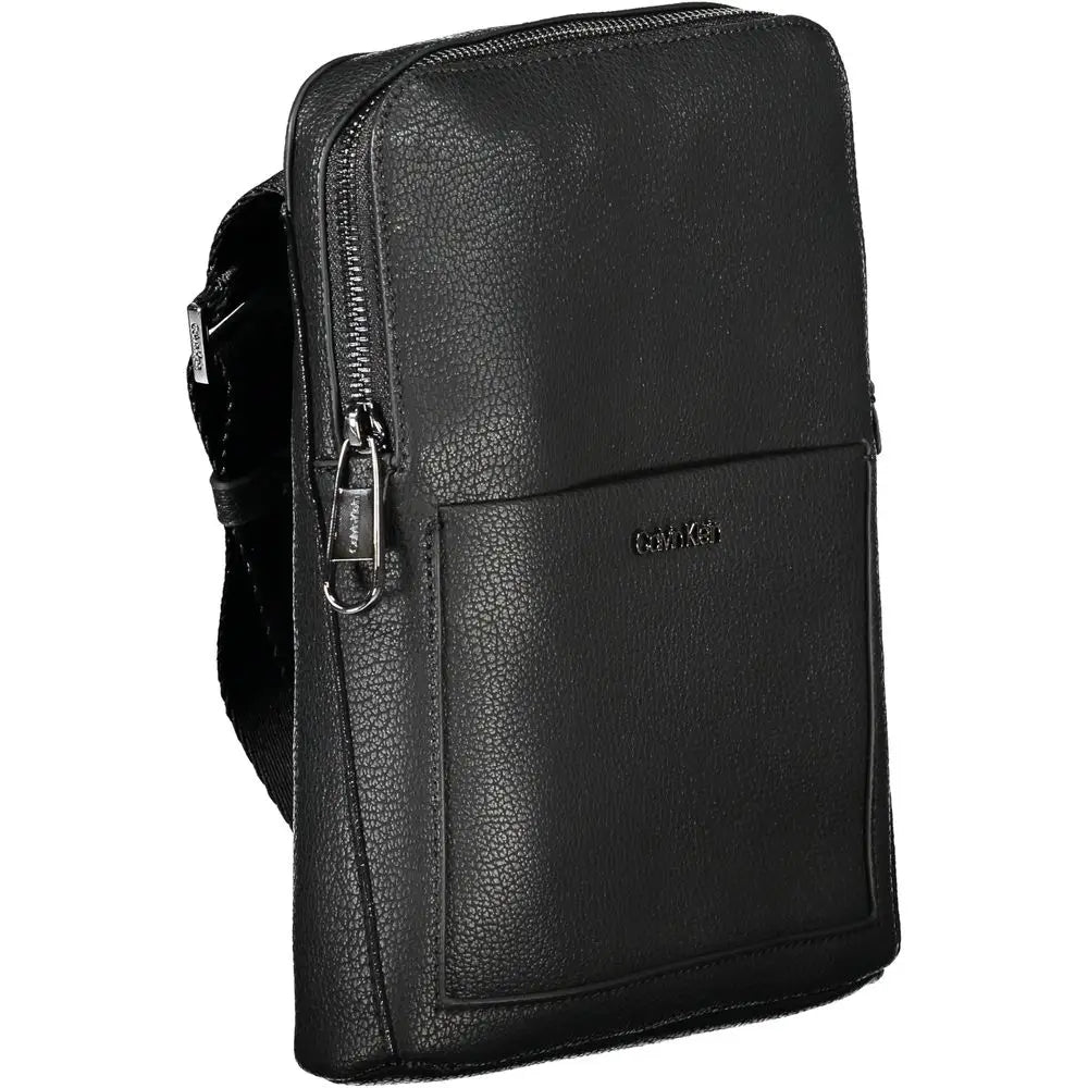 Sac bandoulière calvin klein homme noir en cuir synthétique texturé avec logo subtil sur le devant