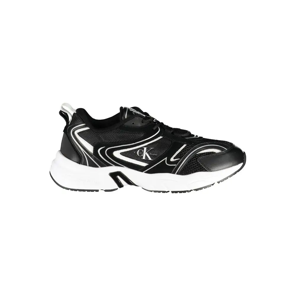 Calvin klein sneaker noir et blanc homme en polyuréthane avec semelle épaisse tige en mesh et motifs géométriques audacieux
