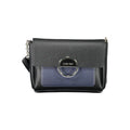 Sac bandoulière calvin klein noir et bleu marine en cuir texturé avec fermeture métallique circulaire en polyuréthane femme