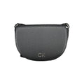 Sac bandoulière calvin klein noir en polyuréthane avec motif logo ck embossé et détails en métal argenté