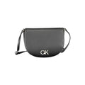 Sac bandoulière femme calvin klein noir en polyuréthane avec logo argent en cuir noir
