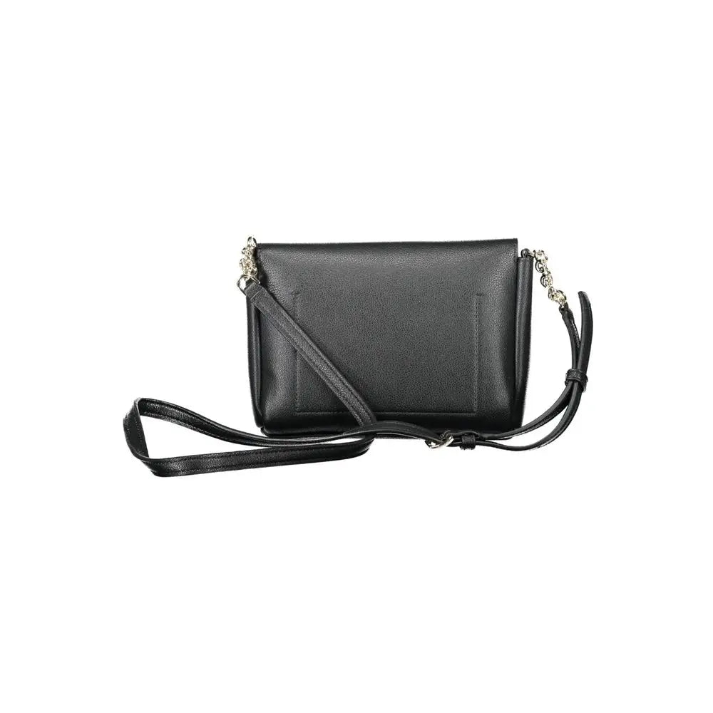 Sac bandoulière femme calvin klein noir en cuir texturé avec chaîne et détail de sangle en polyuréthane