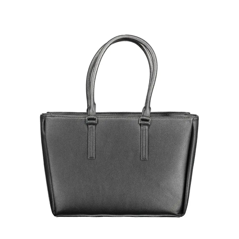 Sac épaule femme calvin klein noir en polyuréthane avec cuir texturé et anses courbées