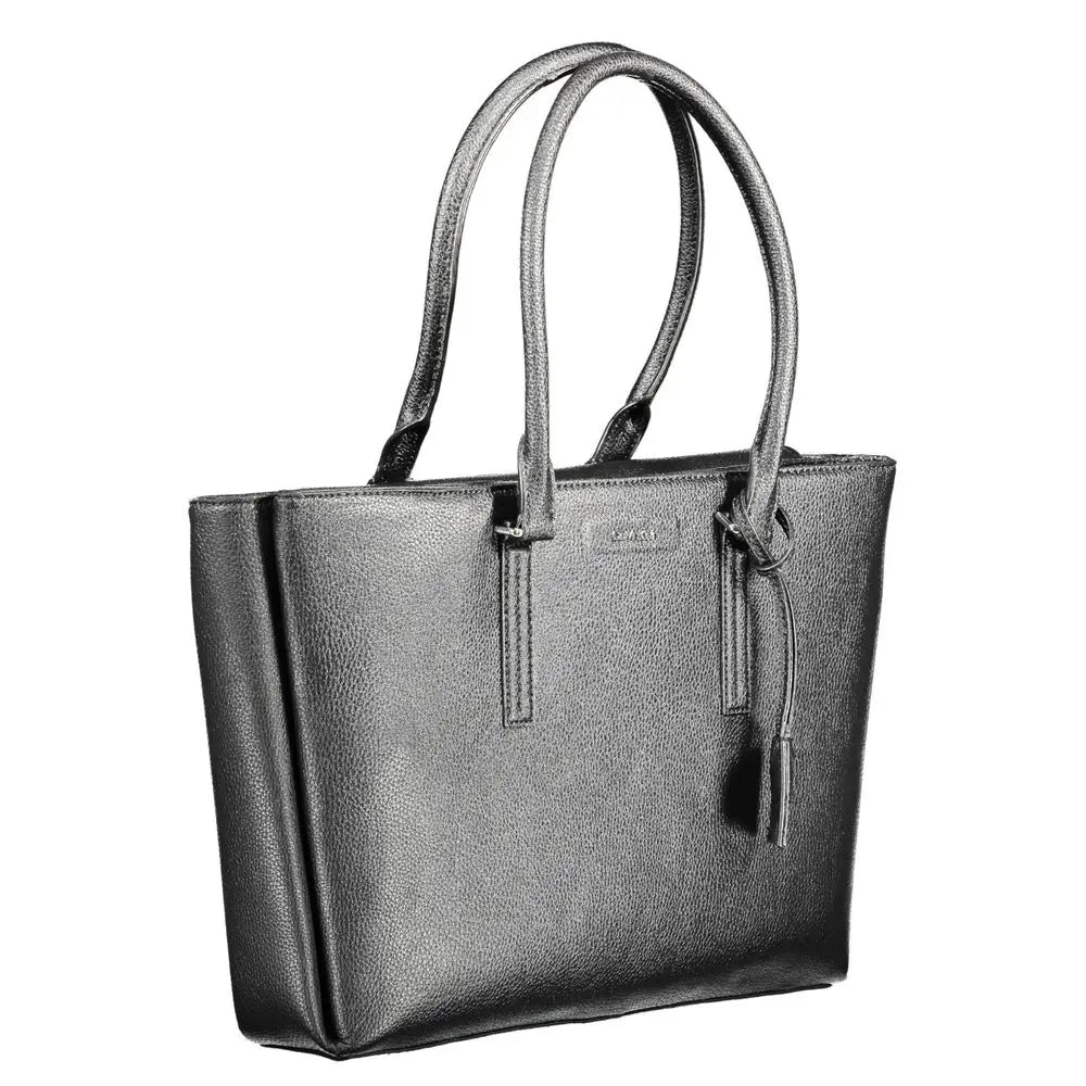 Calvin klein sac à bandoulière pour femme en polyuréthane noir avec finition texturée subtile et anses structurées