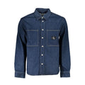 Veste homme calvin klein blu en coton bleu foncé avec col classique et poches poitrine logo calvin klein