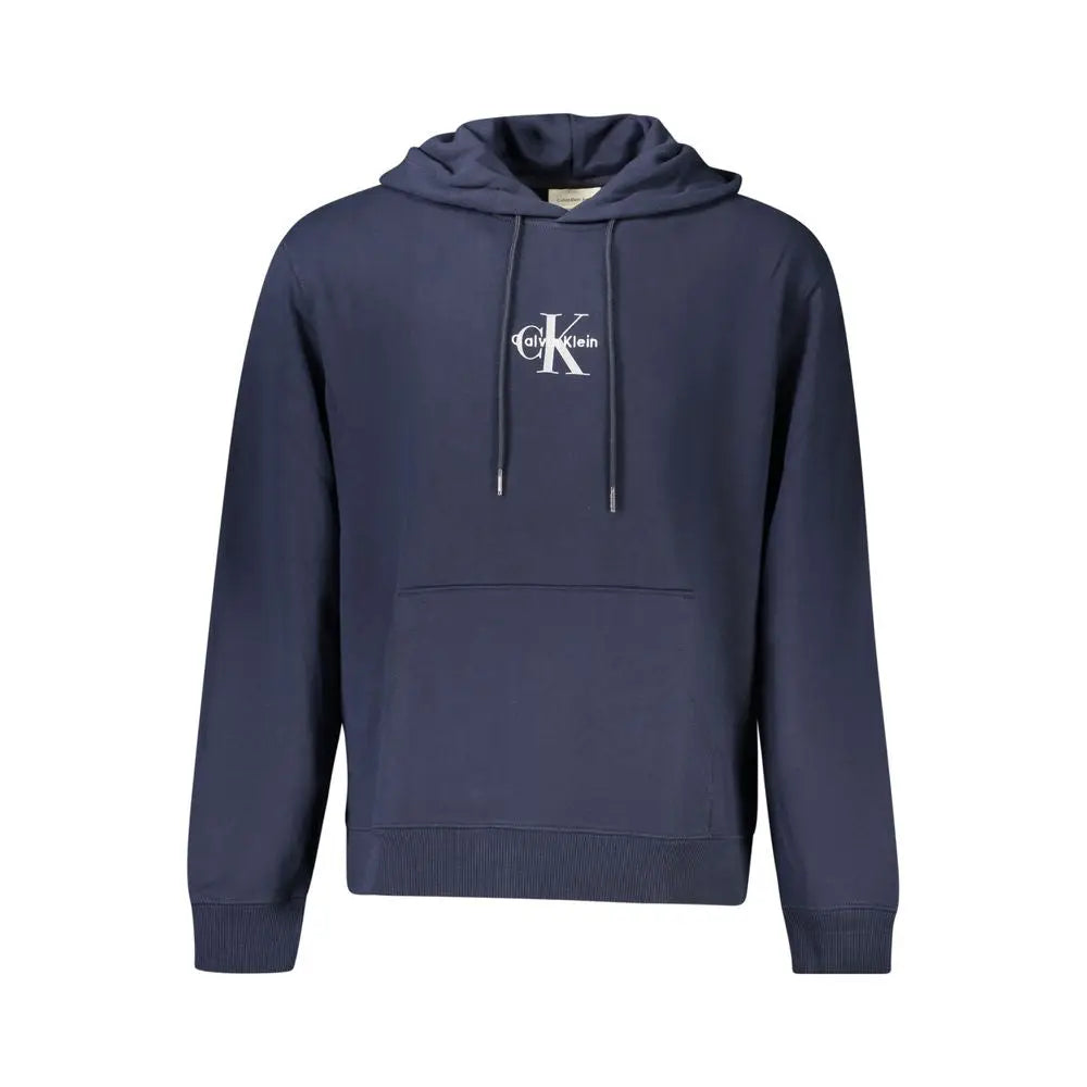Sweatshirt homme calvin klein bleu marine en coton avec logo blanc et cordons de serrage