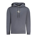 Sweatshirt homme calvin klein blu coton gris avec logo brodé blanc et cordons assortis