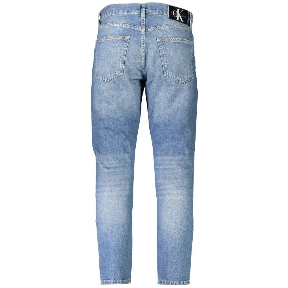 Jeans homme calvin klein blu en coton bleu clair coupe droite classique avec logo calvin klein à la taille