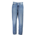 Jean femme calvin klein blu en coton bleu clair avec coupe droite classique et coutures visibles