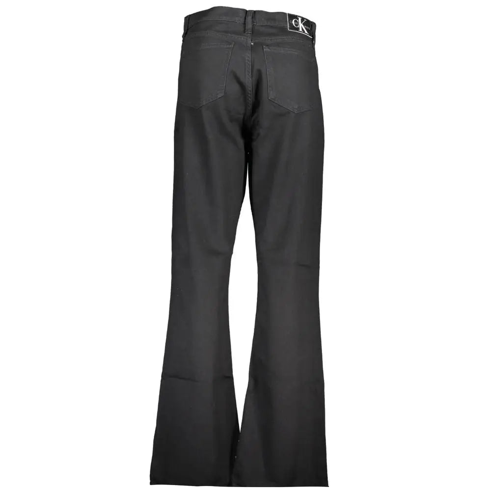 Pantalon en denim noir flare calvin klein blu cotton pour femme en jean confortable et stylé