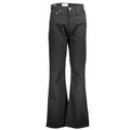 Pantalon flare en denim noir calvin klein blu cotton pour femme avec cinq poches et garnitures argentées