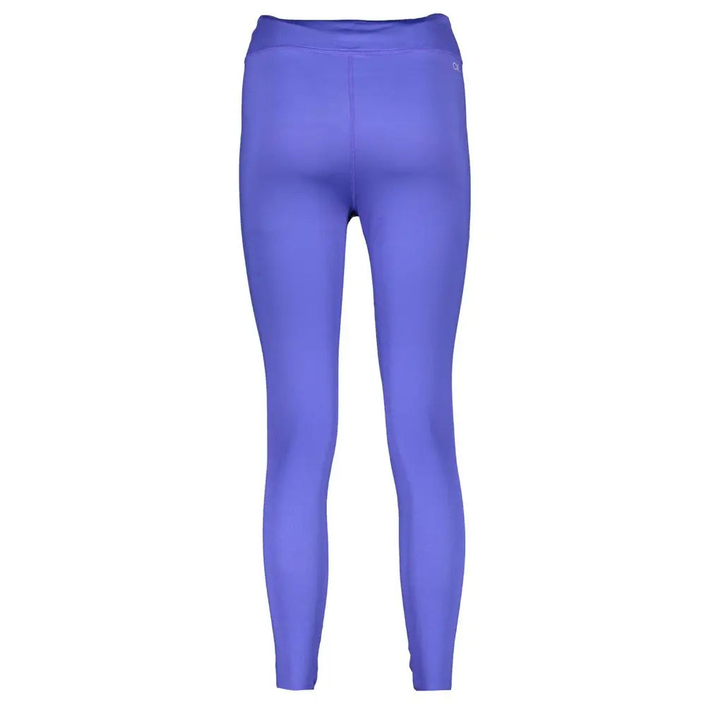 Legging femme calvin klein blu poliestere violet taille haute en tissu stretch lisse avec petit logo dos