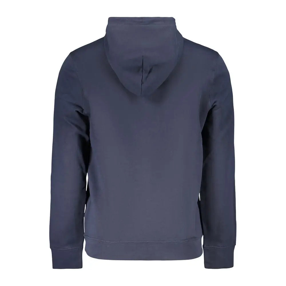 Sweat à capuche bleu foncé calvin klein en coton pour homme avec tissu doux et lisse et poignets côtelés