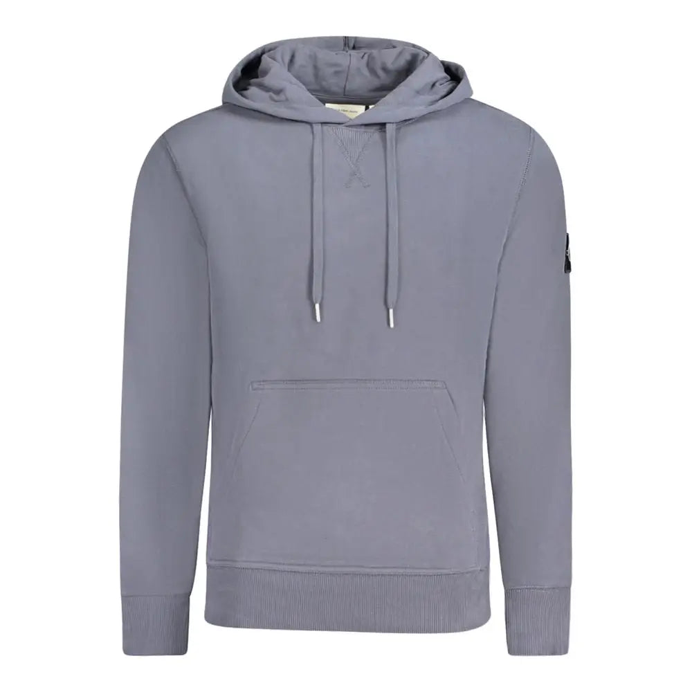 Calvin Klein blue coton sweat à capuche homme gris ardoise avec poches kangourou et poignets côtelés