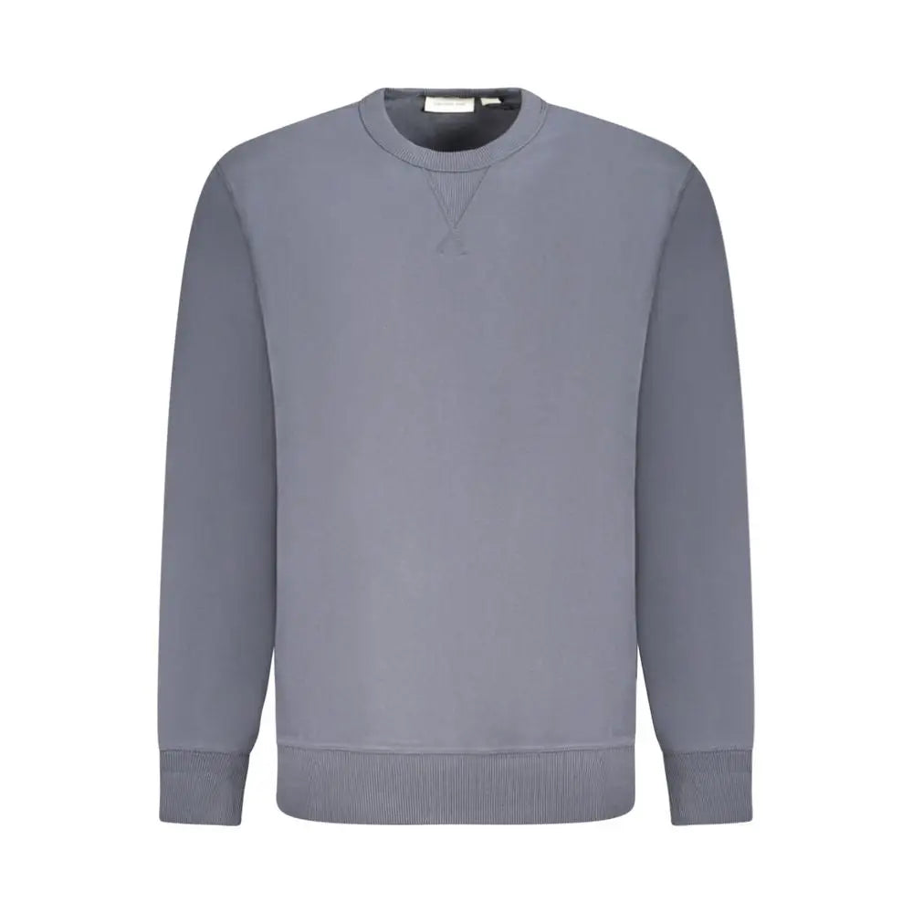Sweat-shirt calvin klein blue en coton gris minimaliste avec col rond et poignets côtelés