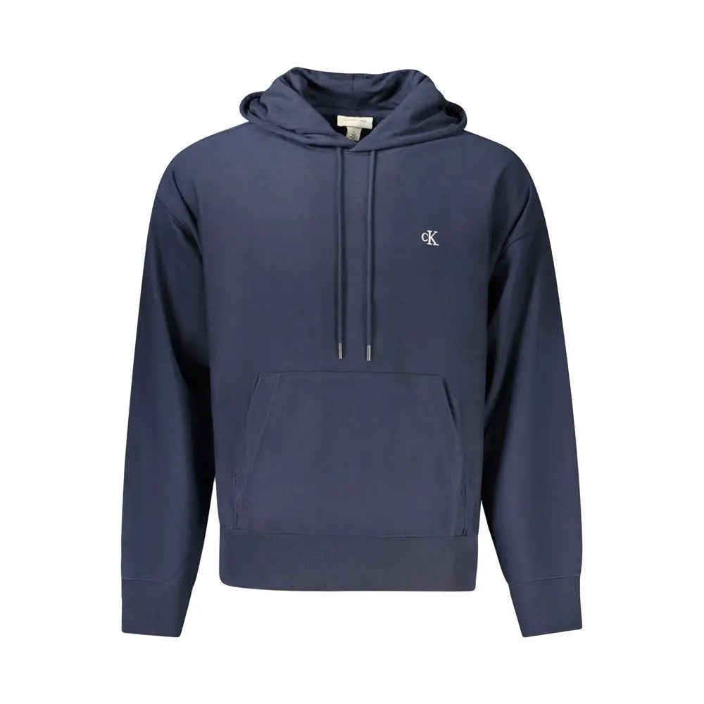 Hoodie calvin klein bleu marine en coton pour homme avec logo blanc brodé et cordons assortis