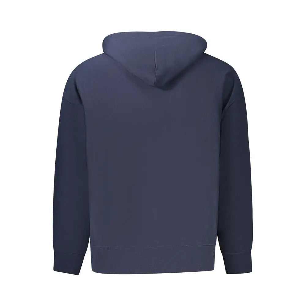 Sweat à capuche calvin klein bleu marine en coton pour homme avec design uni simple et poignets côtelés