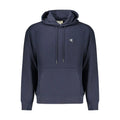 Sweatshirt homme calvin klein bleu en coton avec logo blanc brodé et cordons assortis