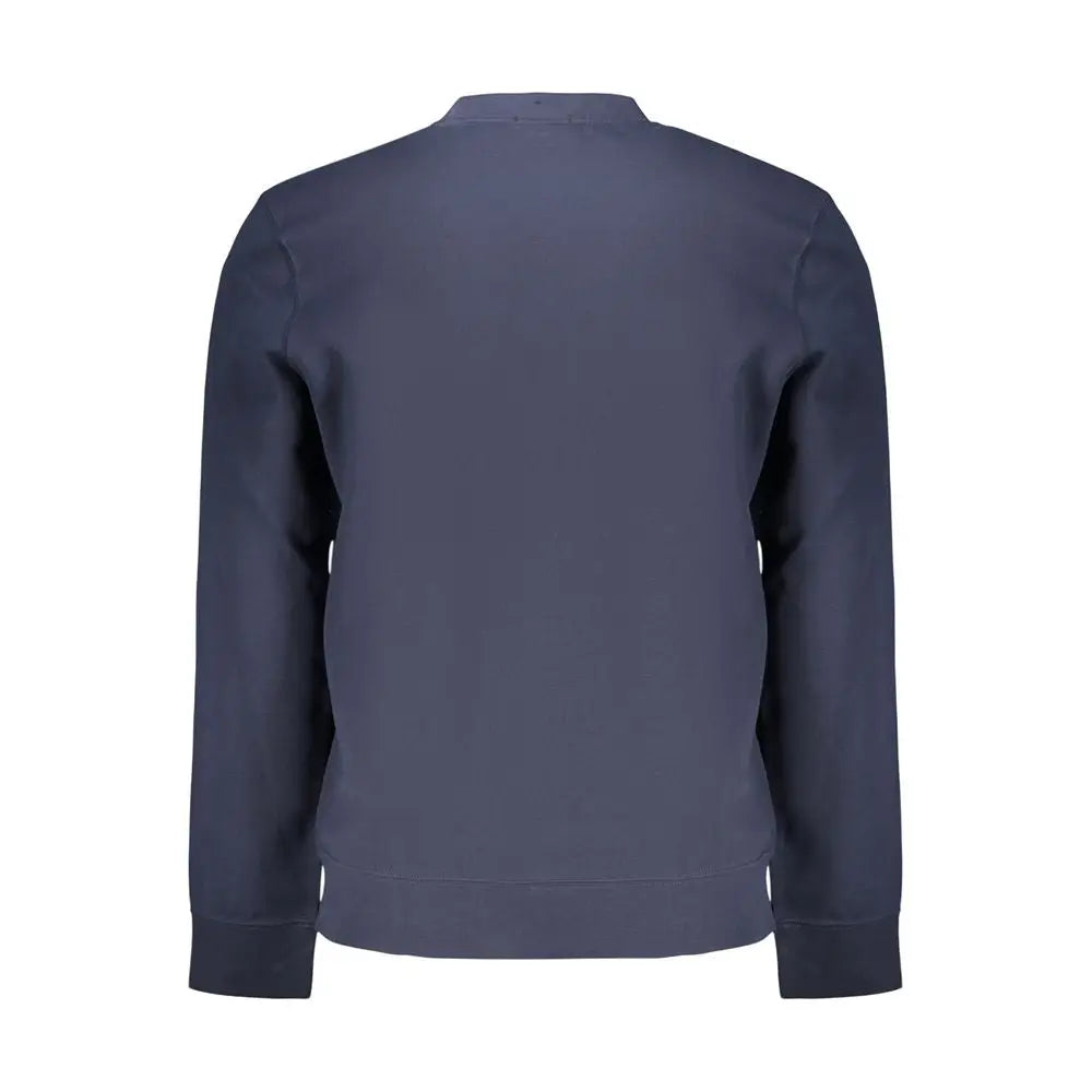 Sweatshirt calvin klein bleu marine coton pour homme avec col ras du cou et poignets et ourlet côtelés