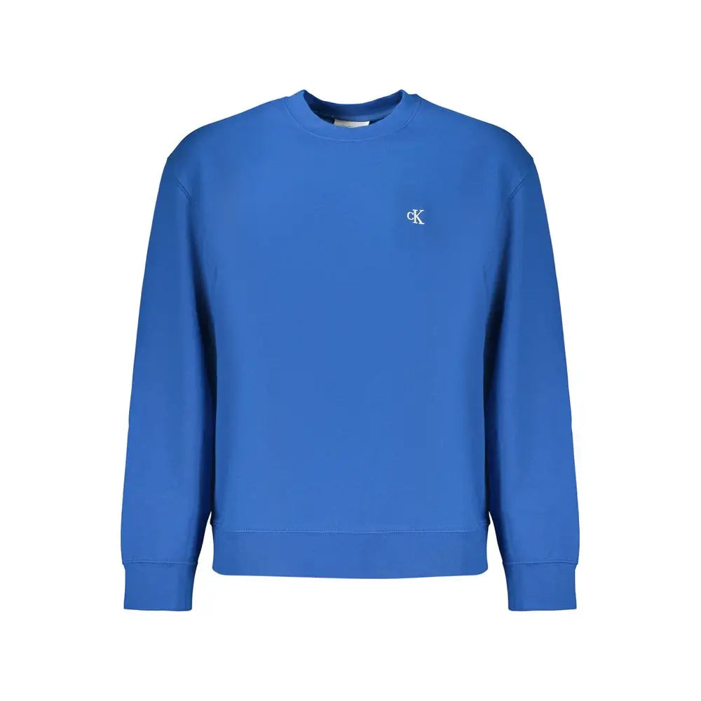 Sweatshirt calvin klein bleu en coton pour homme avec logo blanc brodé sur la poitrine