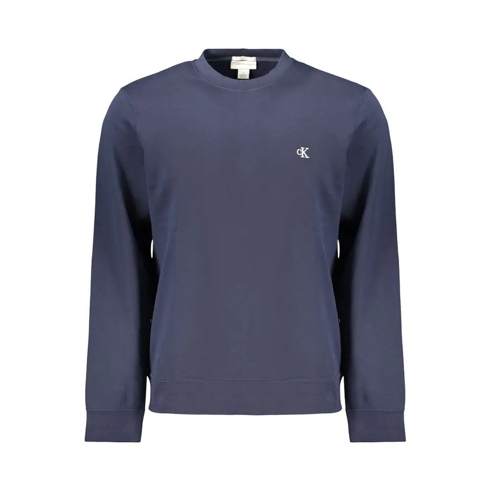 Sweatshirt homme calvin klein en coton bleu marine avec logo blanc brodé sur la poitrine