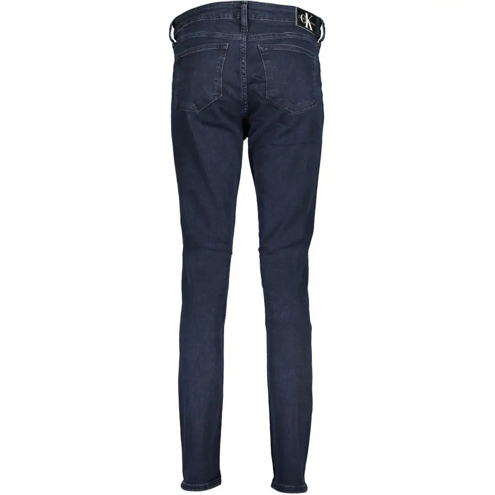 Jeans skinny en coton bleu foncé calvin klein vue de dos avec logo sur la ceinture arrière