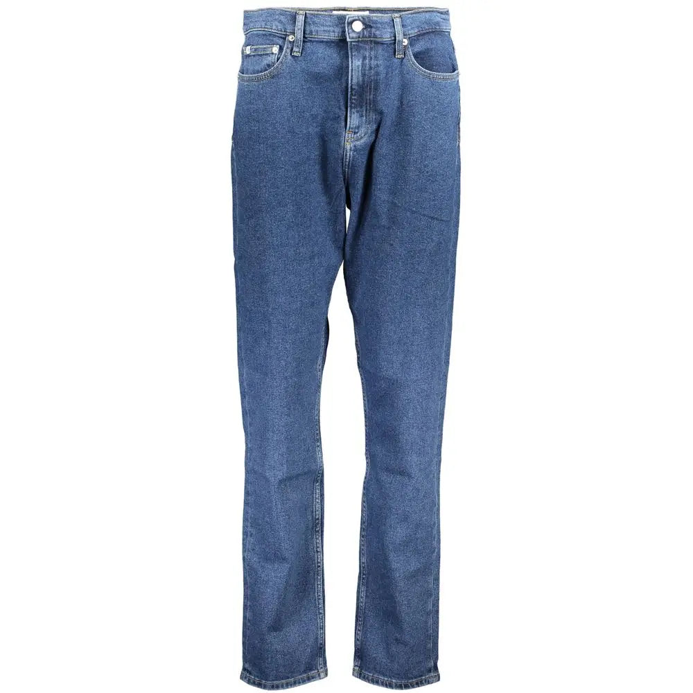 Jean femme calvin klein en coton bleu avec coupe droite classique et délavage subtil
