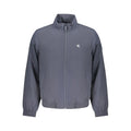 Veste zip-up calvin klein bleu en polyamide pour homme gris foncé avec logo blanc subtil et poignets côtelés