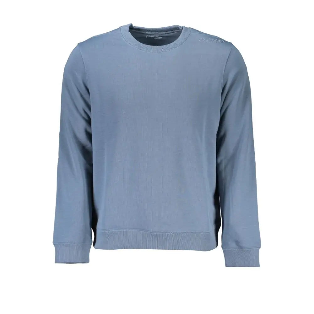 Sweatshirt homme calvin klein bleu en polyester avec col rond et logo discret sur lépaule