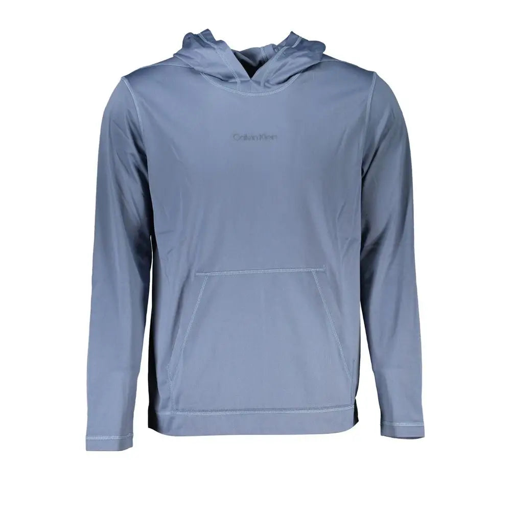 Sweat à capuche bleu clair en polyester pour homme calvin klein avec manches longues et poche avant
