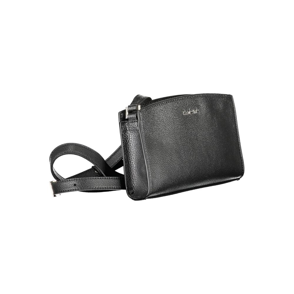 Sac à épaule noir en polyester pour femmes de la marque Calvin Klein, vue de face avec détails du design.