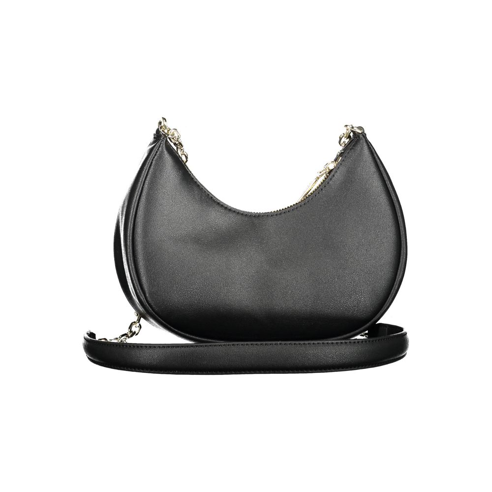 Sac à épaule pour femmes Calvin Klein en polyester noir, vue de face avec détails du design élégant.