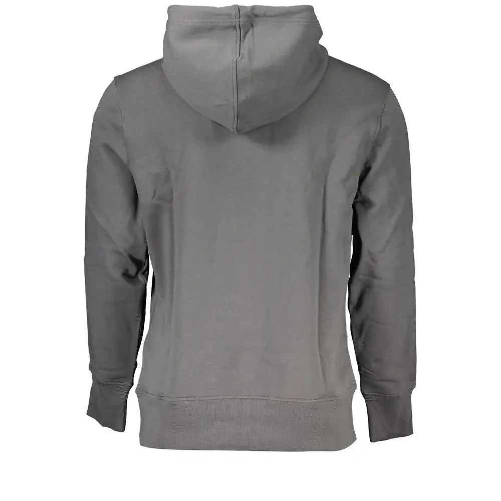 Calvin klein sweat à capuche gris élégant en tissu doux à texture avec poignets et ourlet côtelés