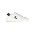 Sneaker homme en polyuréthane blanc de Calvin Klein, style moderne et élégant, vue de face avec détails de la chaussure.