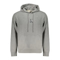 Sweat à capuche calvin klein gris en coton avec logo brodé subtil sur la poitrine et cordons assortis