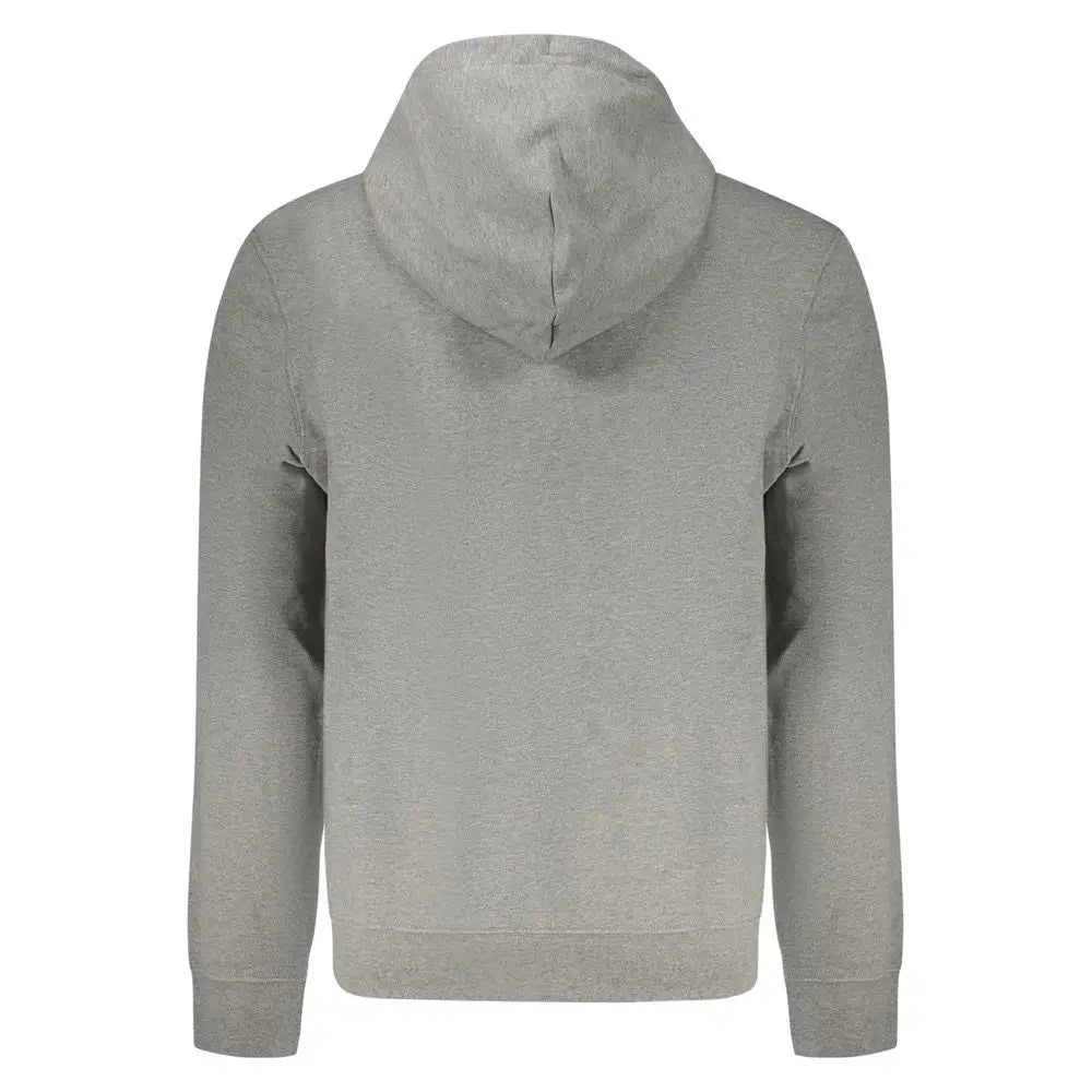 Calvin klein sweat à capuche homme gris en coton avec tissu doux texturé et poignets côtelés