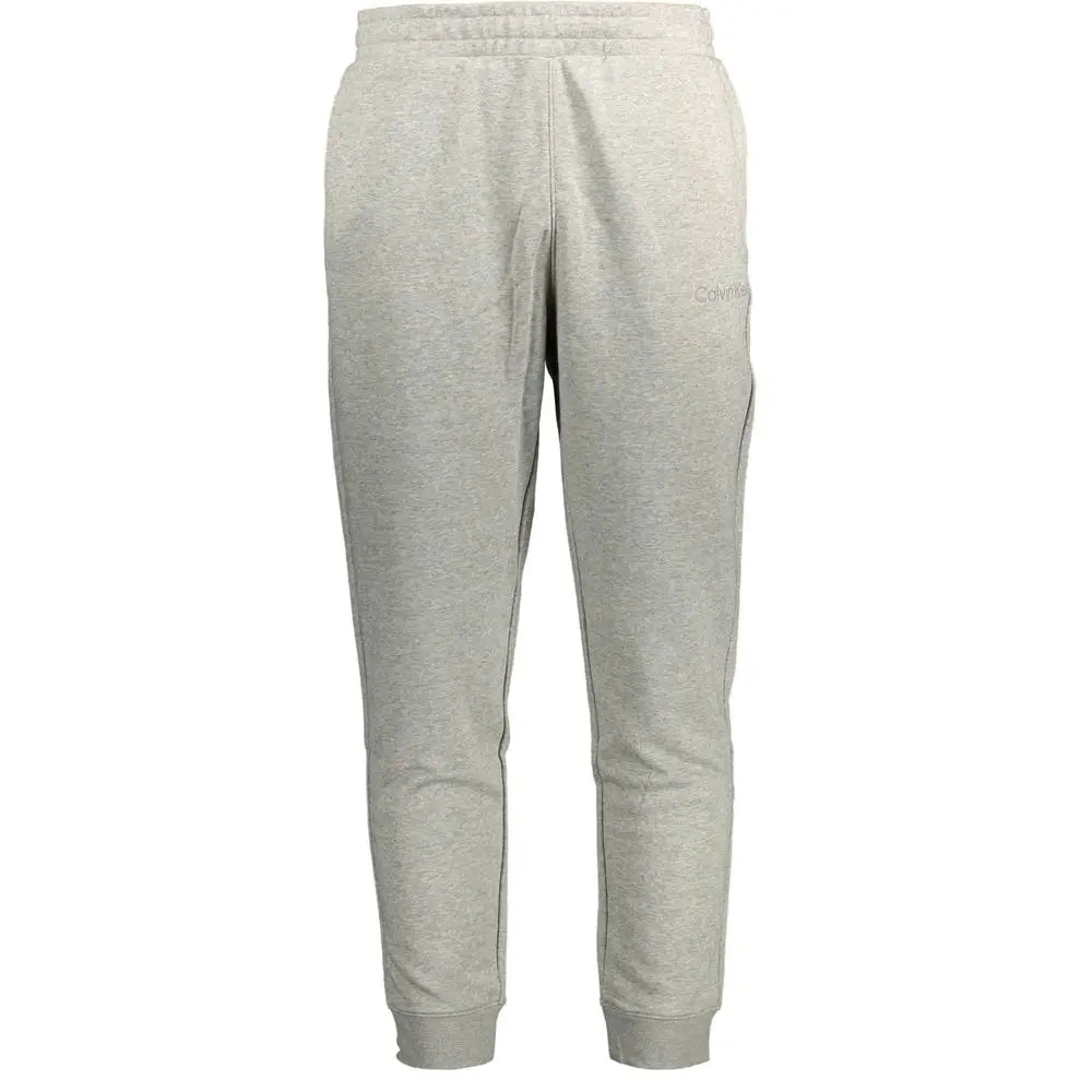 Pantalon de jogging calvin klein gris clair en coton avec logo brodé subtil sur la cuisse