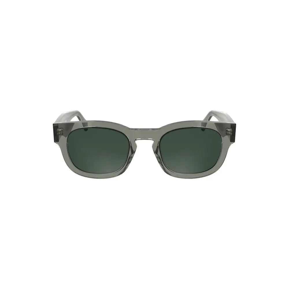 Lunettes de soleil femmes calvin klein grigio en acétate gris avec verres verts foncés et monture rectangulaire