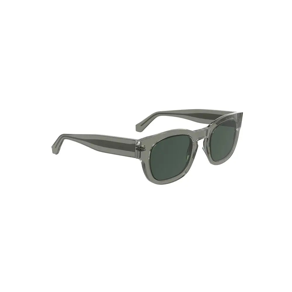 Lunettes de soleil femmes calvin klein grigio en acétate gris avec verres verts foncés et monture rectangulaire arrondie moderne